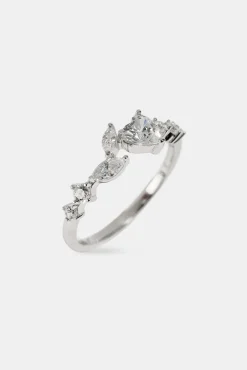 Mixed Shape & Heart CZ Ring - White