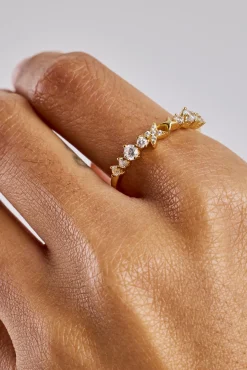 Mixed Shape Star Ring - 3mm - Gold