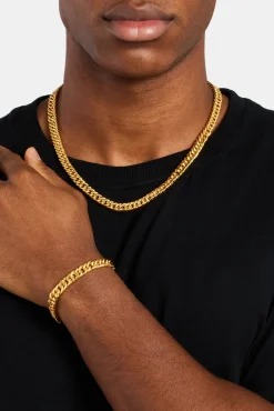 8mm Gold Plated Square Cuban Bracelet