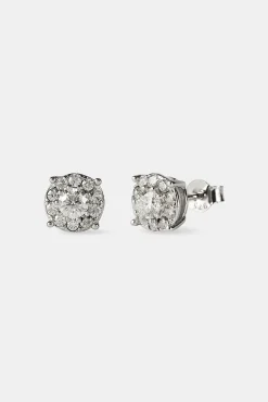 Moissanite Cluster Stud Earrings - 5.5mm - White