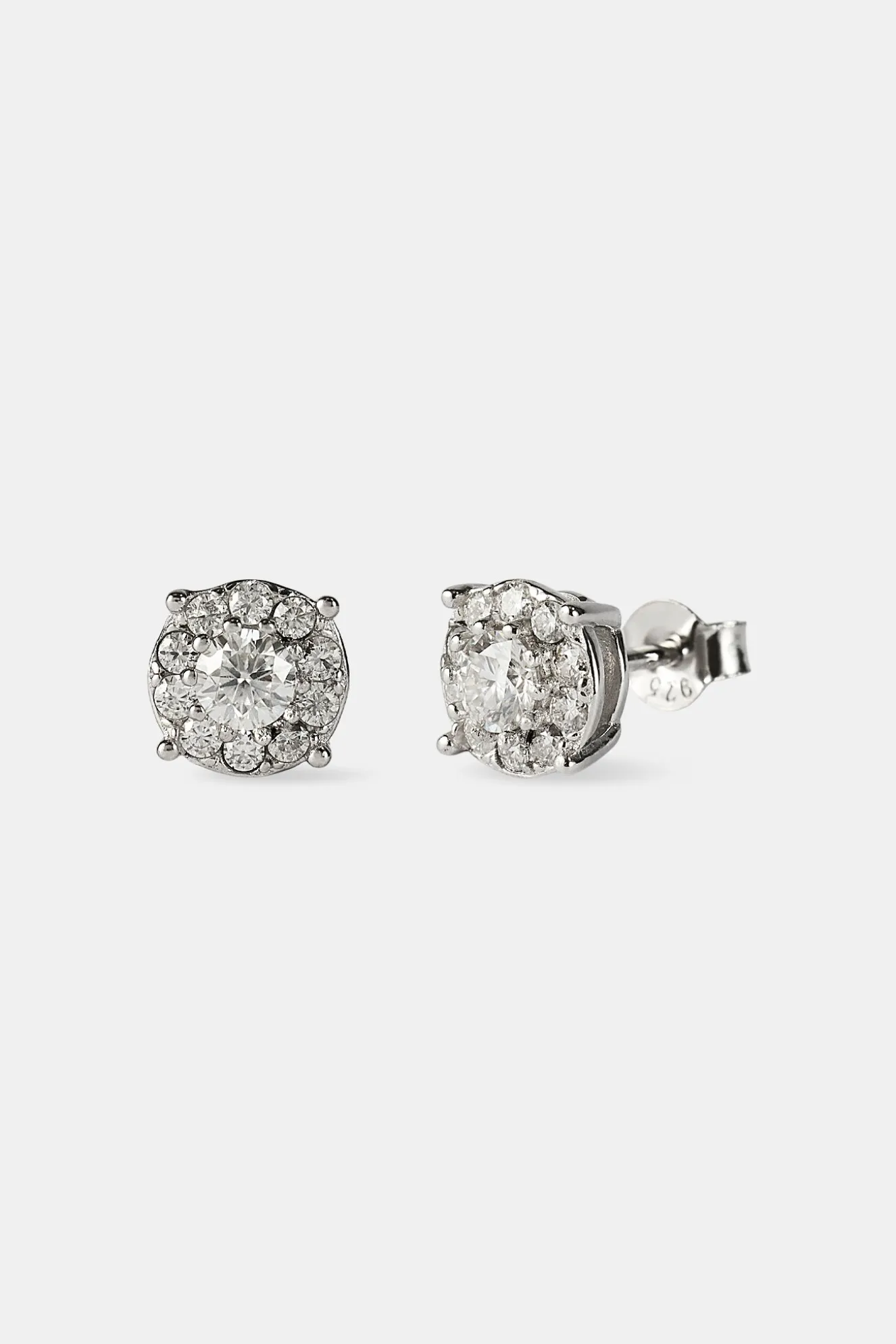 Moissanite Cluster Stud Earrings - 5.5mm - White