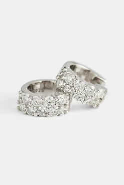 Moissanite Double Row Huggie Earrings - 12mm