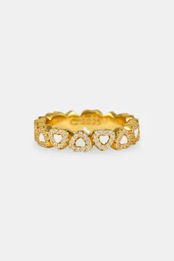Mother Of Pearl Heart Band Ring - 5mm - Gold