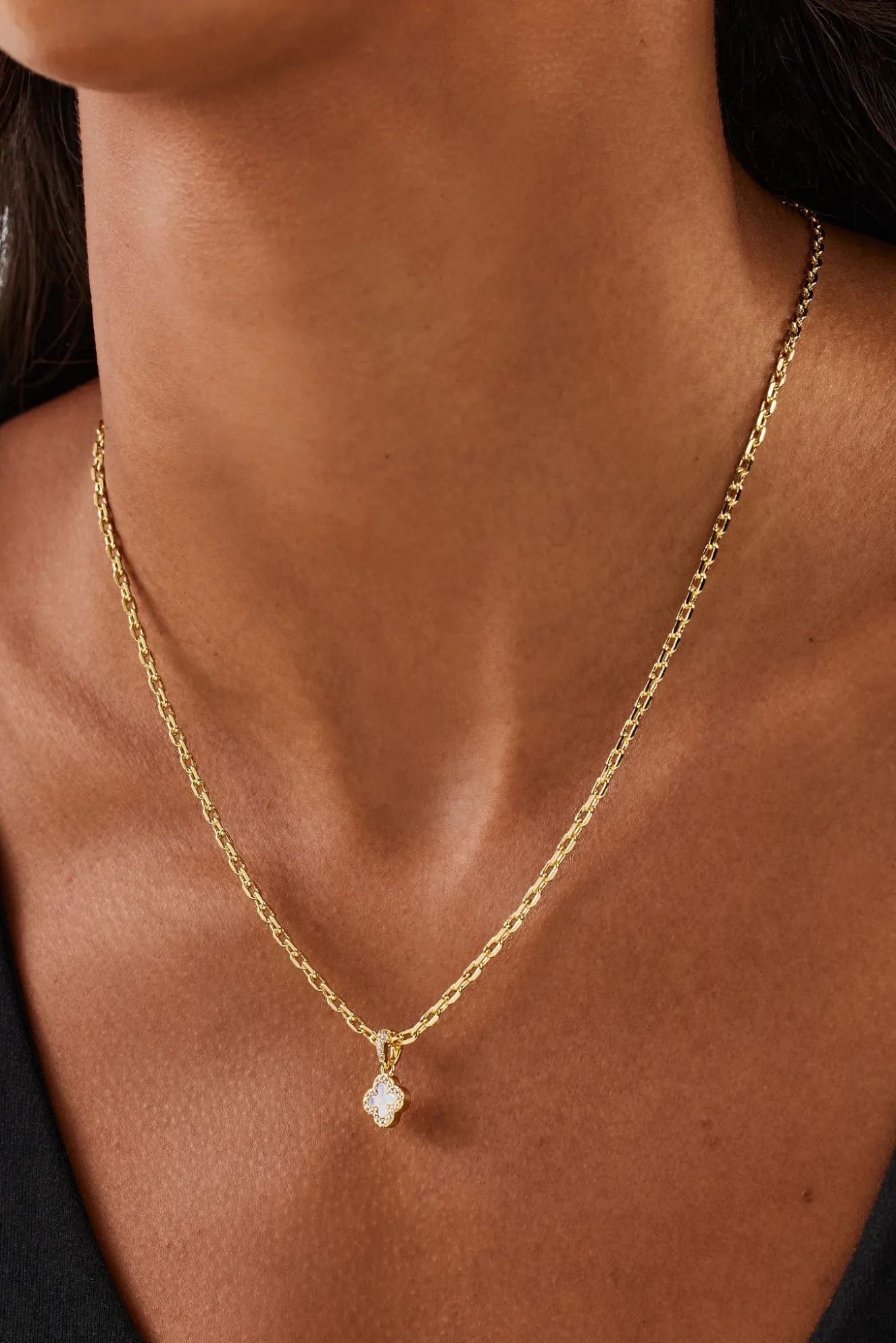 Mother Of Pearl Motif Rolo Necklace - 8mm