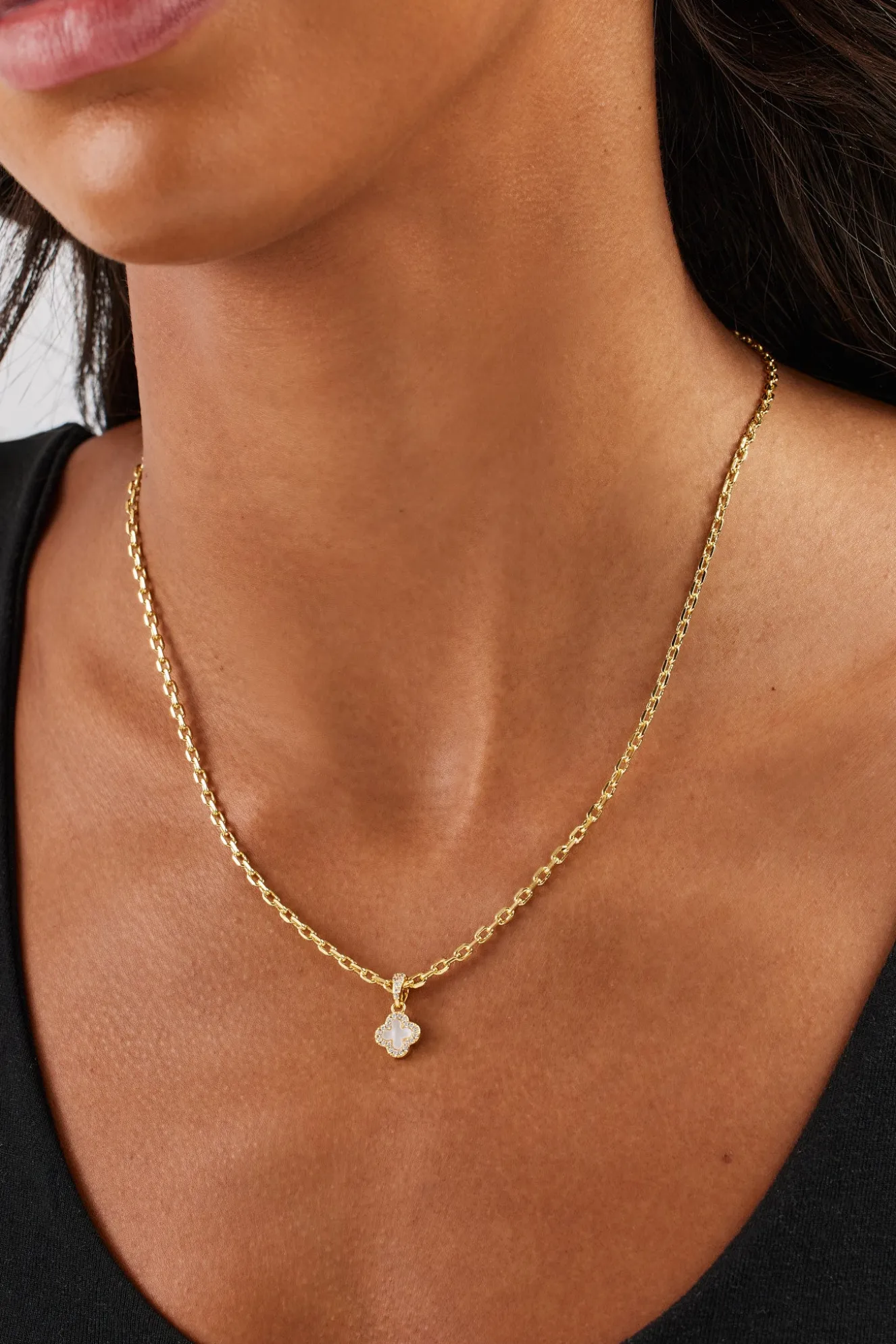 Mother Of Pearl Motif Rolo Necklace - 8mm