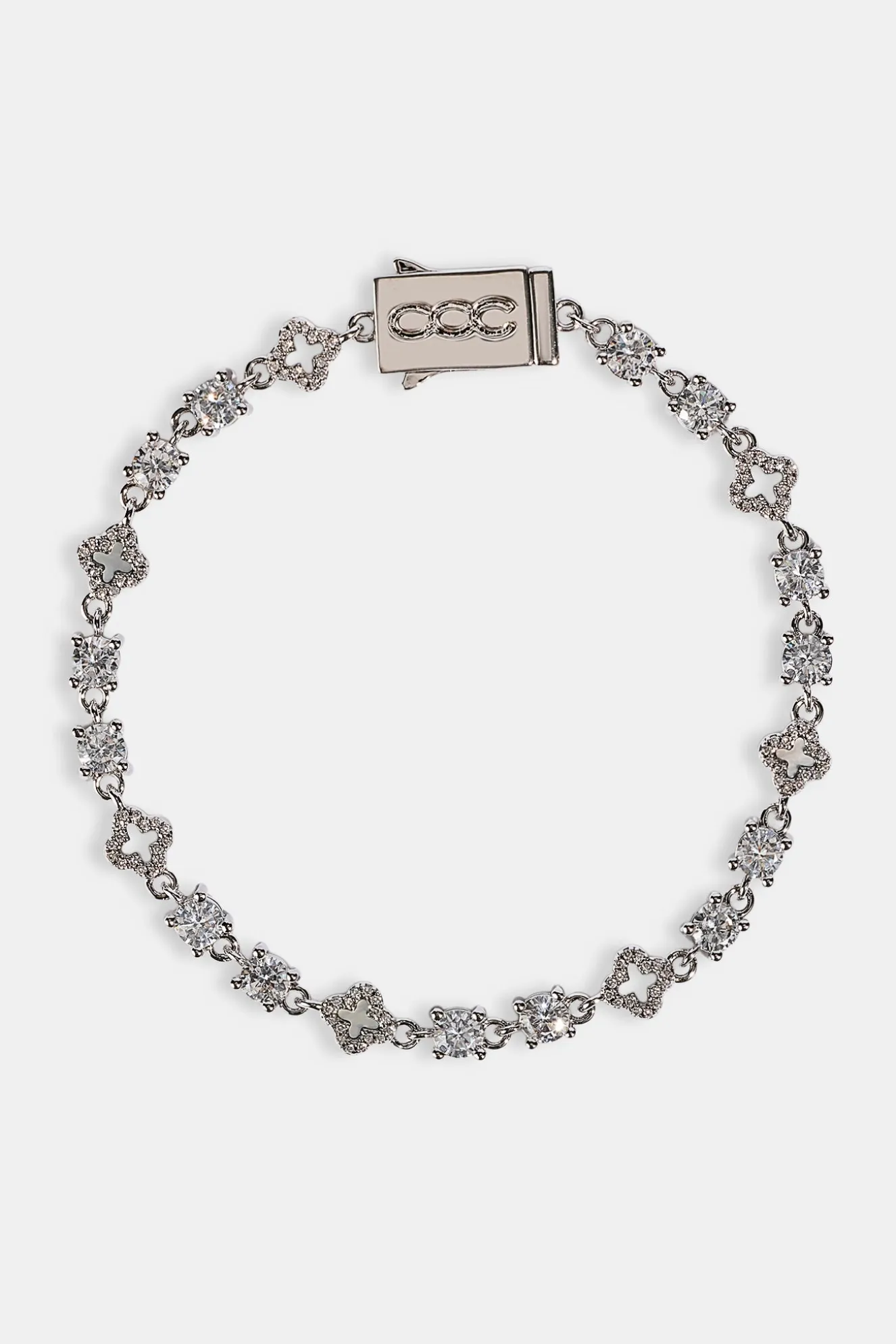 Motif & Circle CZ Multigem Bracelet - 6mm - White