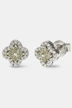 Motif Cross Stud Earrings - 8mm - White