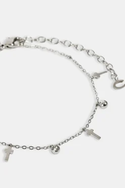 Multi Cross & CZ Anklet - 8mm - White