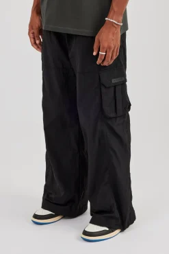 Nylon Baggy Cargo Pant - Black