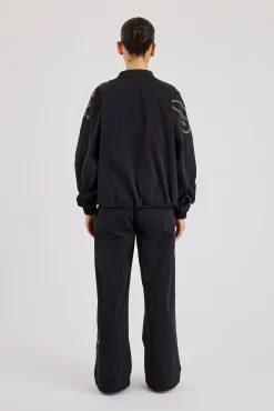 Nylon Branded Track Jacket & Baggy Jogger - Black