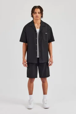 Nylon Cargo Shirt - Black