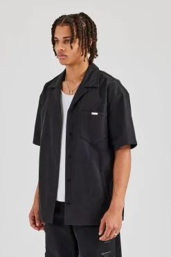 Nylon Cargo Shirt - Black