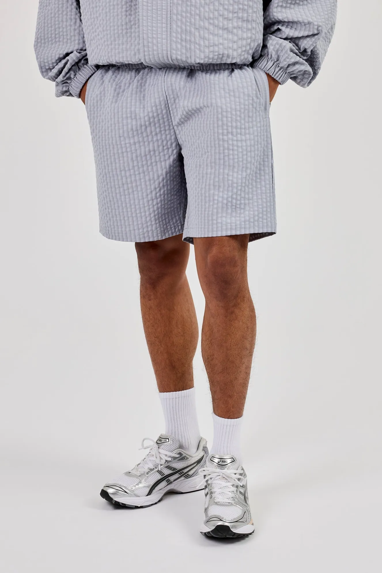 Nylon Check Short - Light Grey