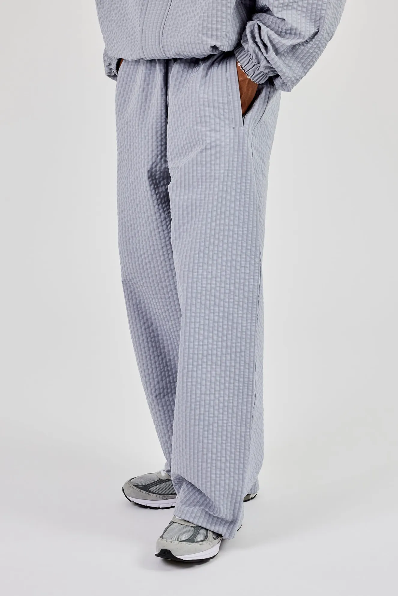 Nylon Check Trouser - Light Grey
