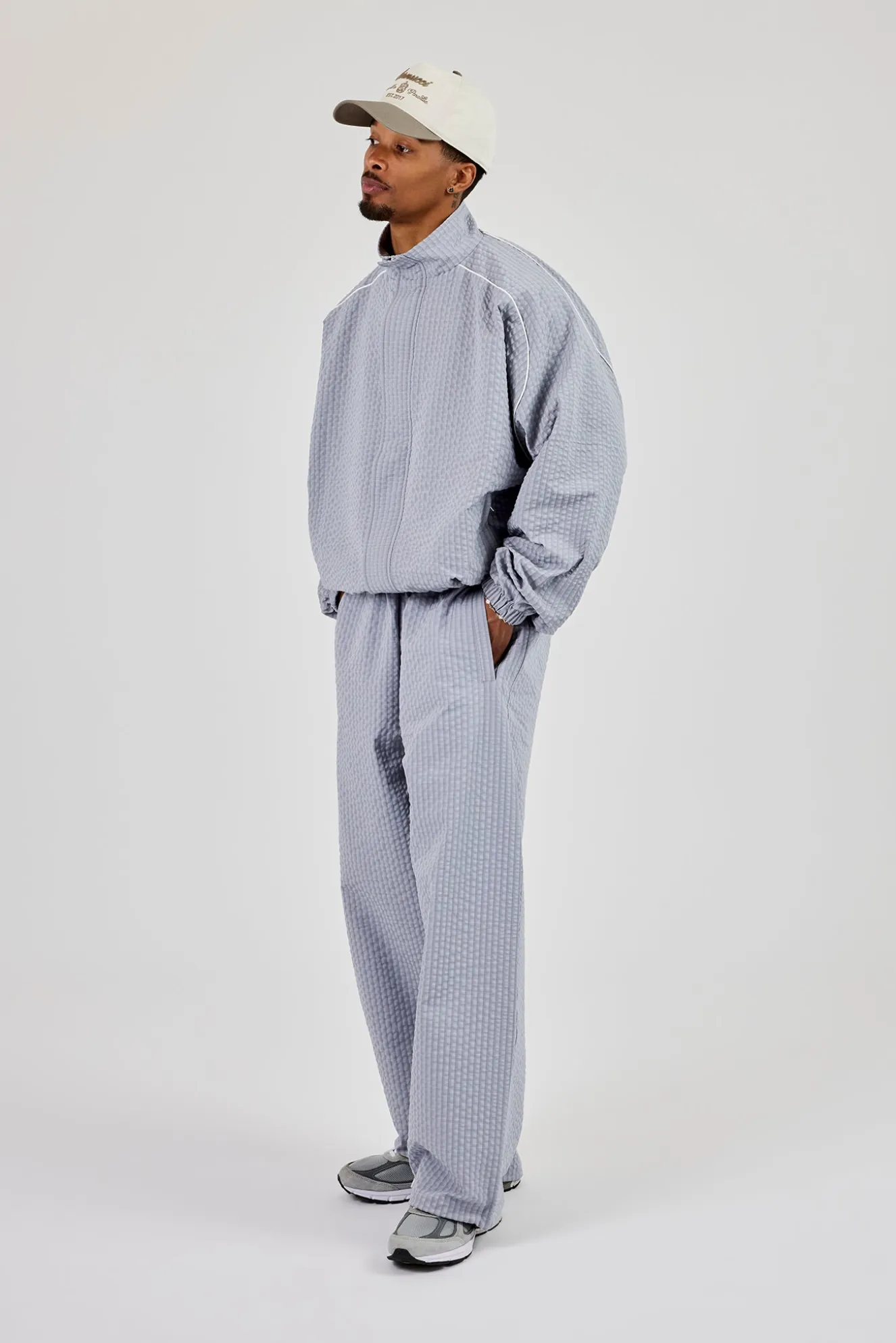 Nylon Check Trouser - Light Grey