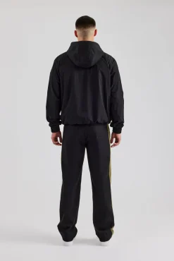 Nylon Contrast Block Straight Leg Jogger - Black