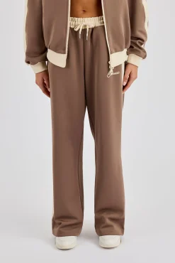 Off White Rib Contrast Track Pant - Taupe