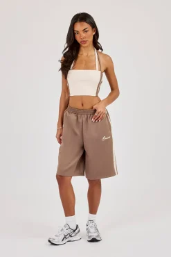 Off White Taping Double Halterneck Top & Taupe Jort