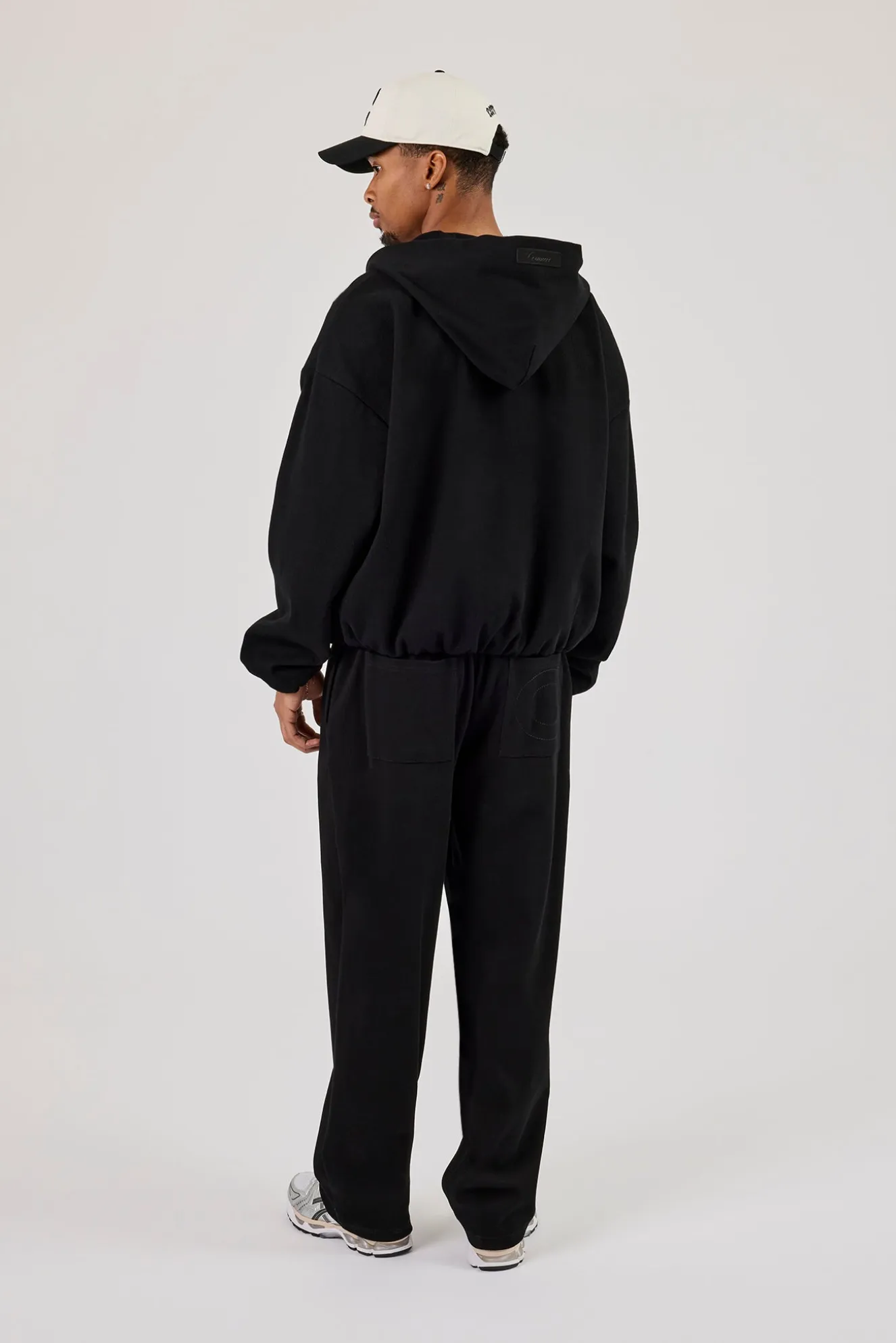 Ottoman Rib Zip Through Hoodie & Relaxed Jogger - Black