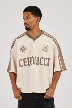 Oversized Cernucci Football Top - Off White