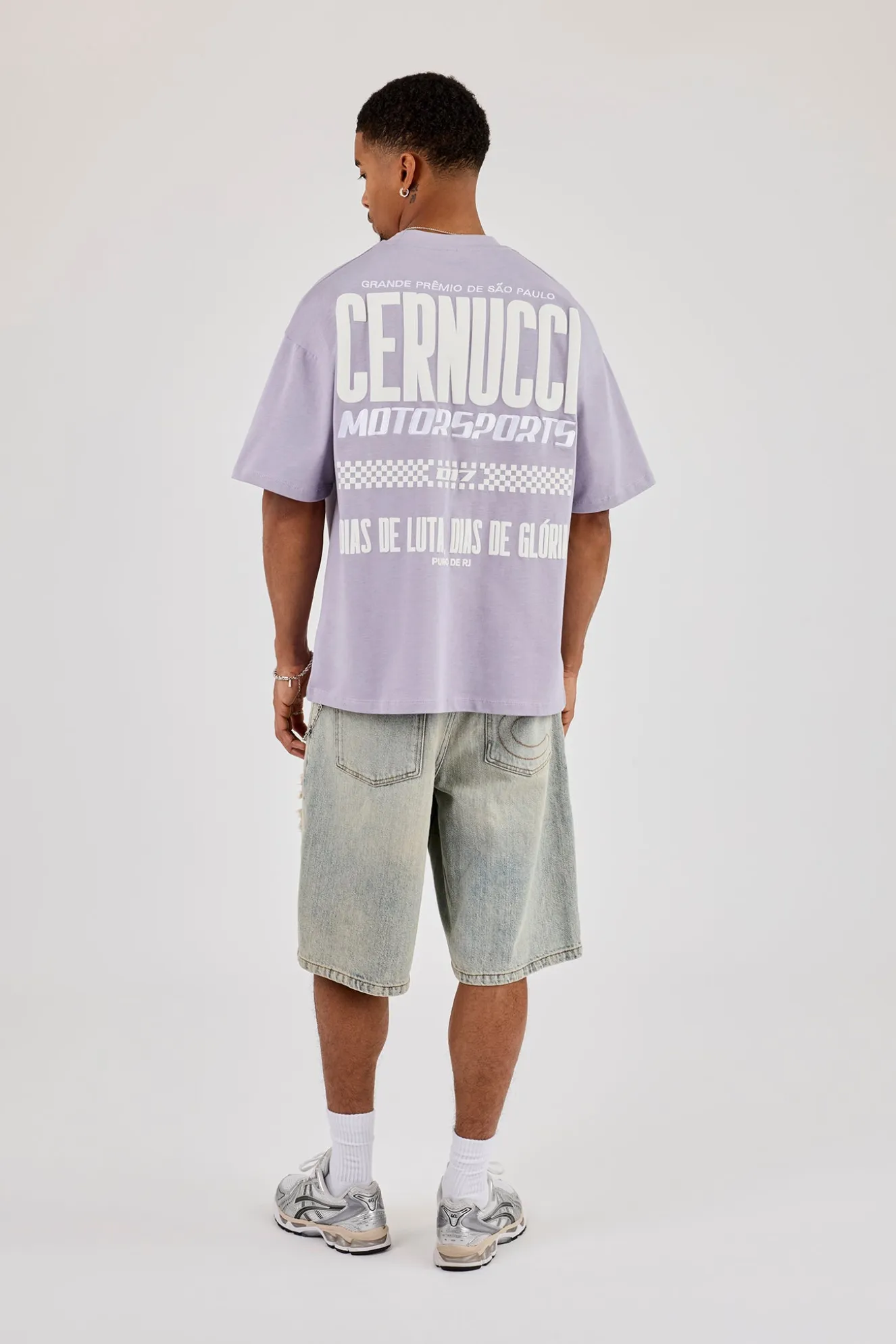 Oversized Cernucci Motorsports Print T-Shirt - Dusty Purple