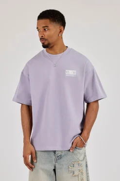 Oversized Cernucci Motorsports Print T-Shirt - Dusty Purple
