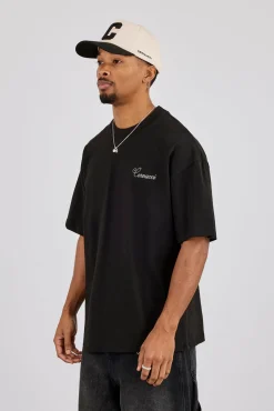 Oversized Contrast Logo T-Shirt - Black