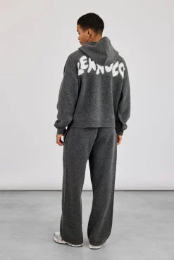 Oversized Knitted Intarsia Hoodie & Relaxed Jogger - Charcoal