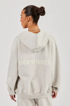 Oversized Zip Through Hoodie - Ash Grey