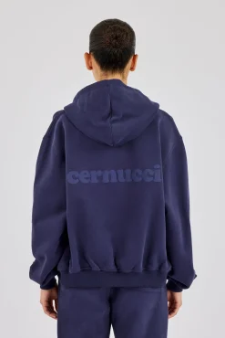 Oversized Zip Through Hoodie - Navy