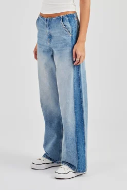 Panelled Baggy Jean - Washed Blue