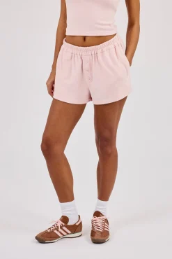 Peached Soft Touch Button Front Short - Baby Pink