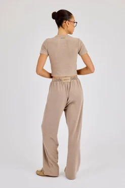 Peached Soft Touch Short Sleeve Top - Taupe