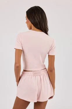 Peached Soft Touch Short Sleeve Top - Baby Pink