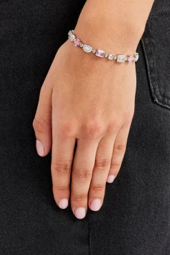 Pink & Clear Multi Gemstone Bracelet - 6mm