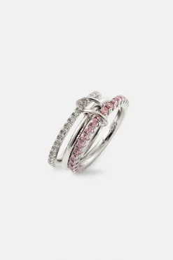 Pink & Clear Polished & Iced Mix Ring - 8mm