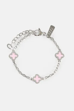 Pink Enamel Motif Rolo Link Bracelet - 10mm