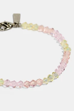 Pink & Lemon Glass Bead Bracelet - 4mm - White