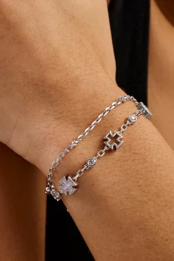 Pink Motif Double Layer Rolo Bracelet - 8mm - White