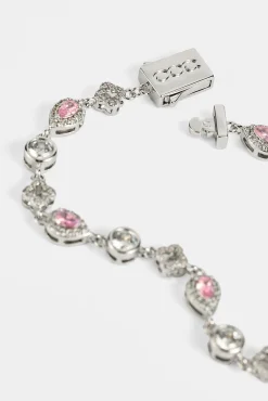 Pink Motif & Gemstone Bracelet - 6mm - White