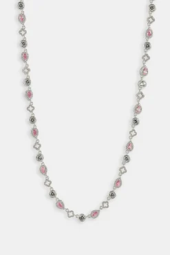 Pink Motif & Gemstone Chain - 6mm - White