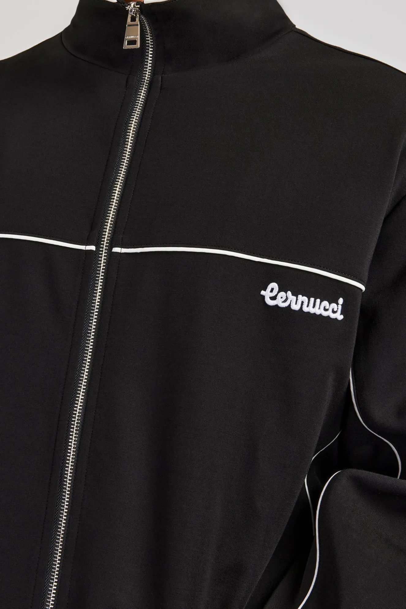 Piping Zip Through Jacket - Black