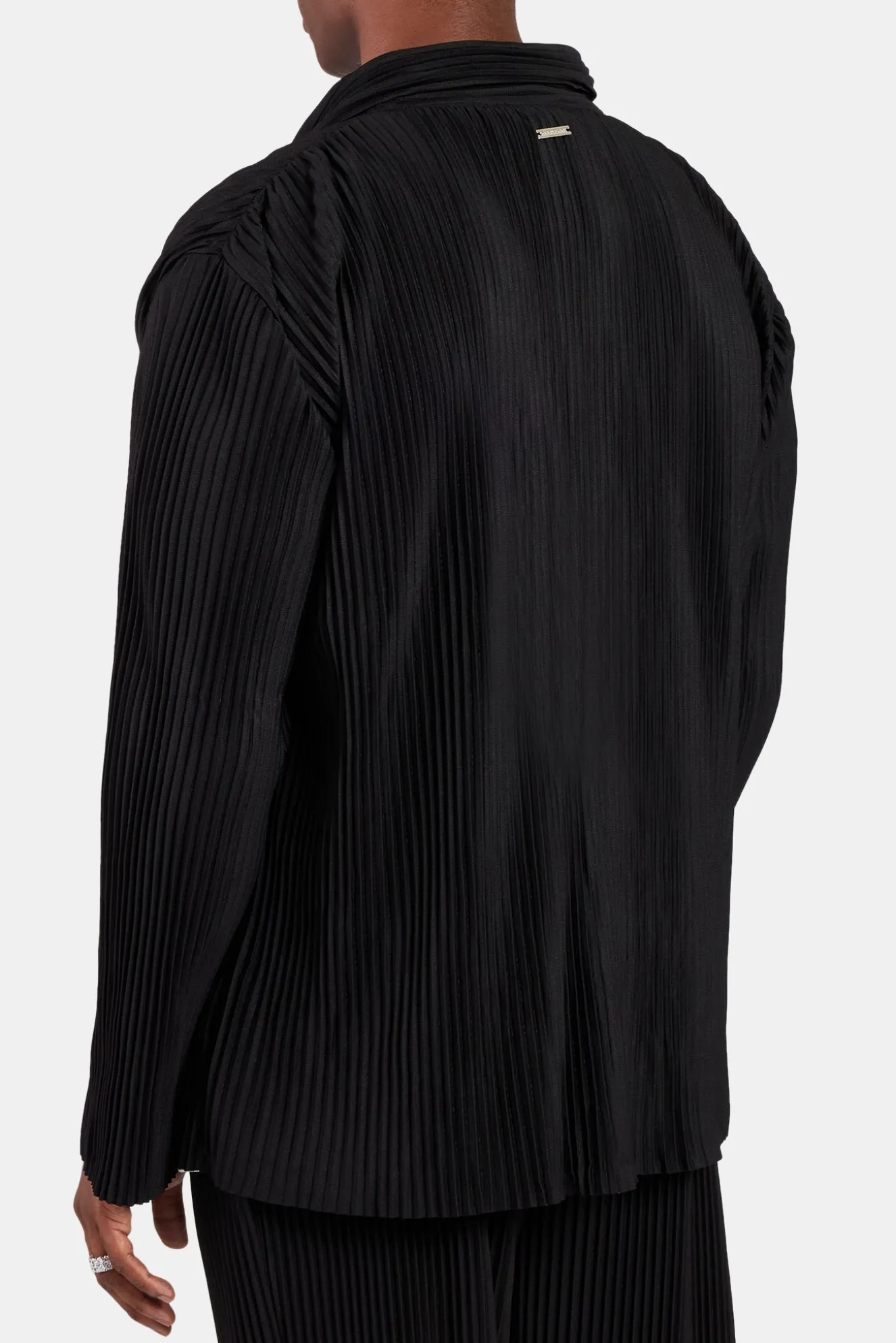 Pleated Collared Jacket - Black