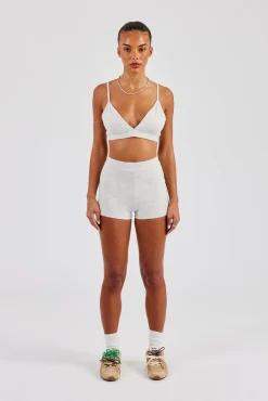 Plunge Front Bralet & Jersey Boxer Short - Ash Grey