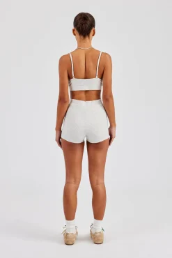 Plunge Front Bralet & Jersey Boxer Short - Ash Grey