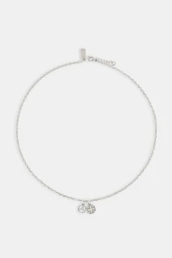 Polished Cross & Clear Gemstone Necklace - 10mm