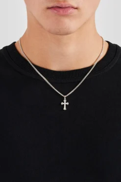 Polished Edge Iced Cross Cuban Necklace - 25mm