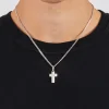 Polished Edge Iced Cross Pendant - 20mm