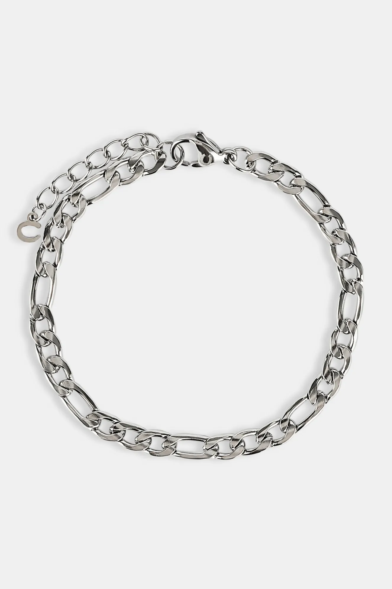 Polished Figaro Bracelet - 5mm - White