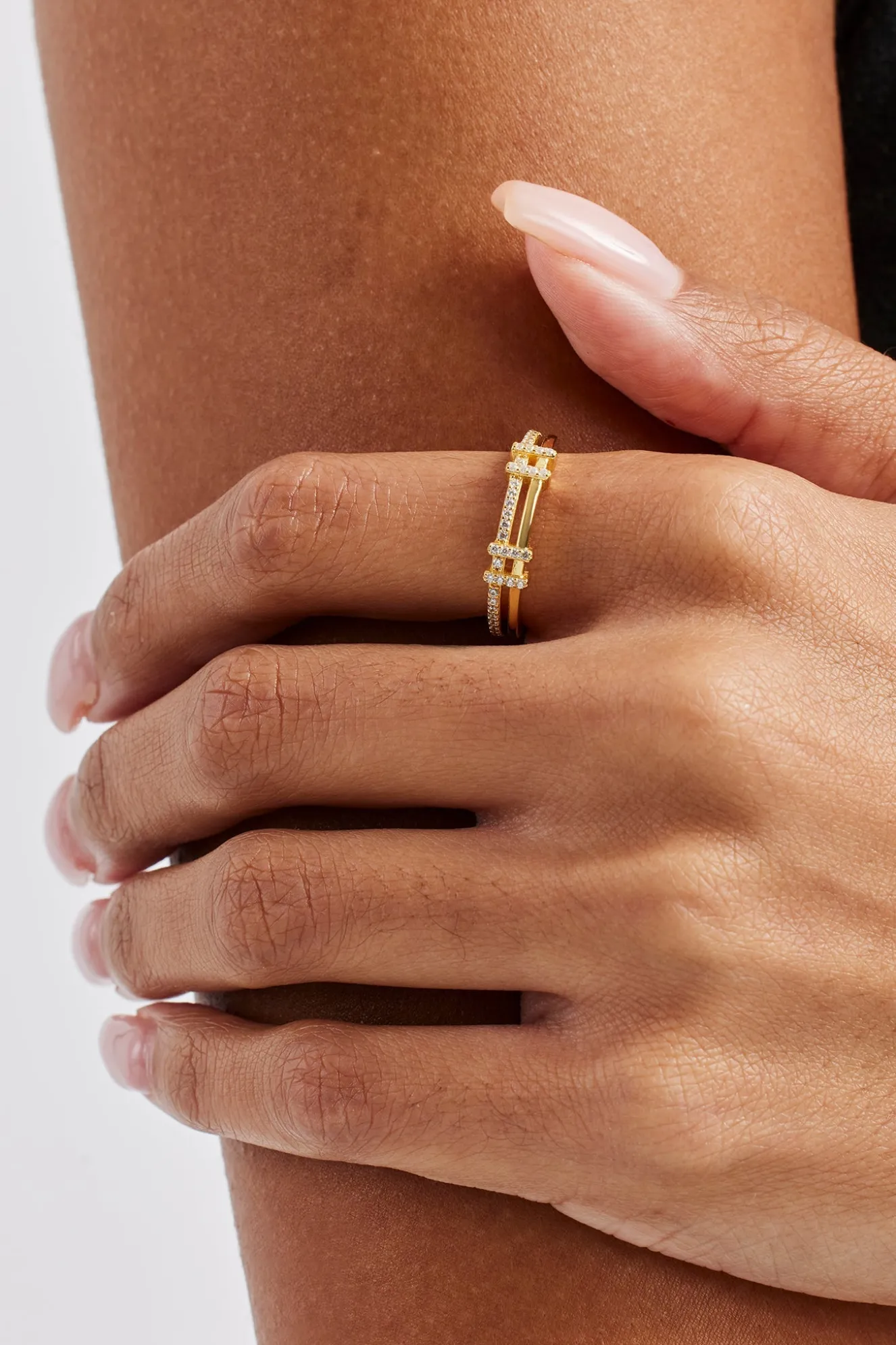 Polished & Iced Double Layered Ring - 5mm